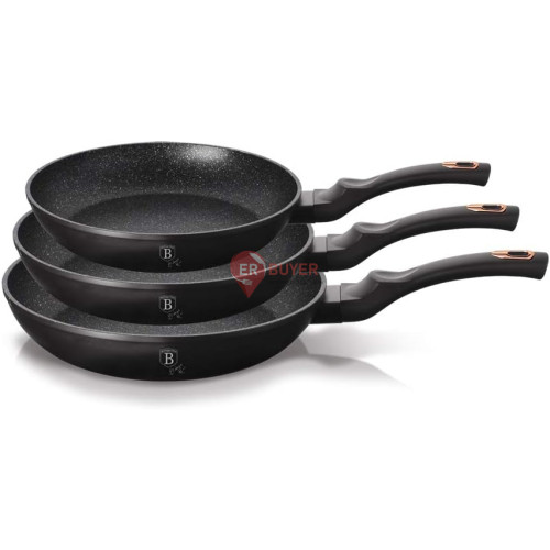 Набір сковородок із 3 предметів Berlinger Haus Black Rose Collection (BH-6158)