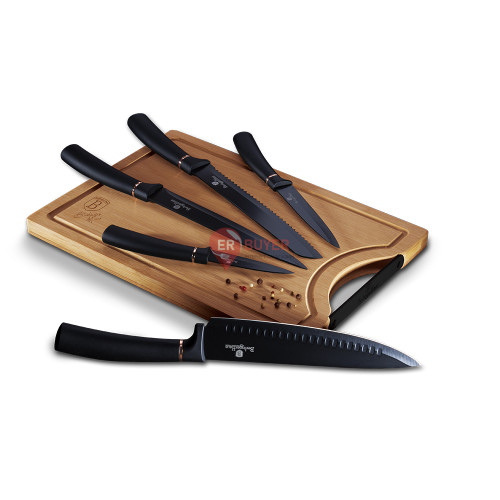 Набор ножей с раздельной доской Berlinger Haus Black Rose Collection (BH-2550)