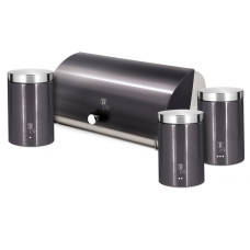 Набор хлебница с тремя емкостями для хранения продуктов Berlinger Haus Metallic Line Carbon Pro Edition (BH-6732)