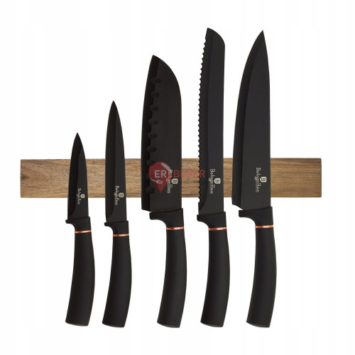 Набір ножів з магнітною планкою Berlinger Haus Black Rose Collection (BH-2884)