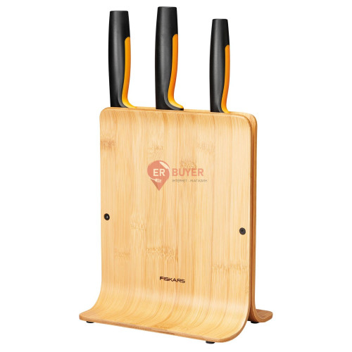 Набор кухонных ножей с бамбуковым блоком Fiskars Functional Form (1057553)