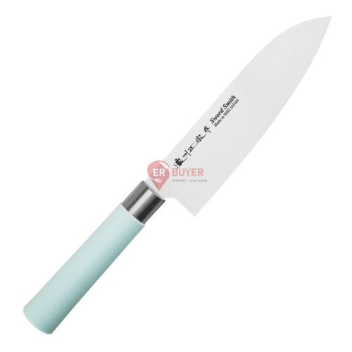 Кухонный нож Сантоку 170 мм Satake Macaron Blue (805-117)