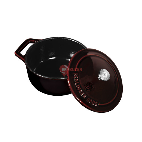 Порционная чугунная кастрюля 10 см 0,31 л Berlinger Haus Metallic Line Burgundy Edition (BH-6495)