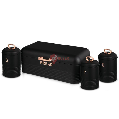 Набор хлебница с тремя емкостями для хранения продуктов Berlinger Haus Black Rose Collection (BH-6753)