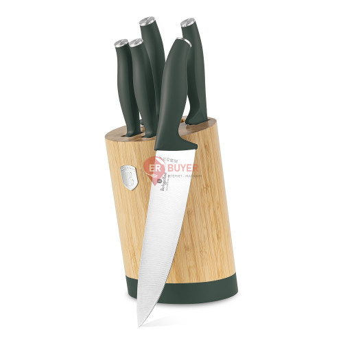 Набір ножів на дерев'яній підставці Berlinger Haus Matte Green Collection (BH-2757)