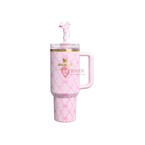 Термокухоль з трубочкою Stanley 1913 x LoveShackFancy Holiday Quencher H2.O FlowState Tumbler 1,18 л Baby Bow Pink Peppermint (100000144166)