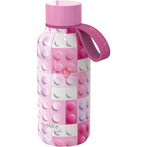 Термопляшка дитяча з силіконовою ручкою 330 мл Quokka Pink Bricks (40142)