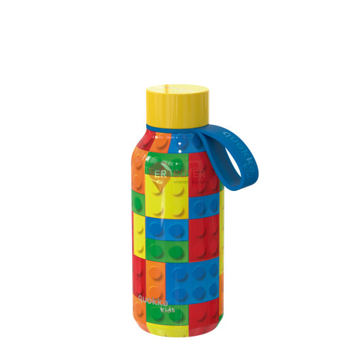 Термопляшка дитяча з силіконовою ручкою 330 мл Quokka Color Bricks (40143)
