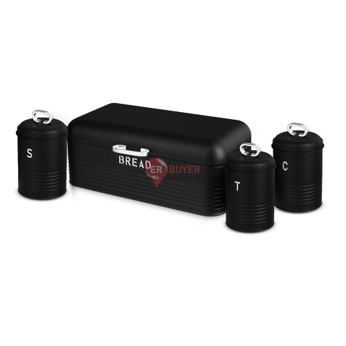 Набор хлебниц с тремя емкостями для хранения продуктов Berlinger Haus Black Silver Collection (BH-6754)