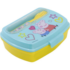 Ланч-бокс детский с ложкой и вилкой Stor Peppa Pig (13909)