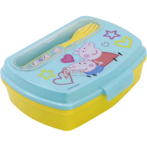 Ланч-бокс детский с ложкой и вилкой Stor Peppa Pig (13909)