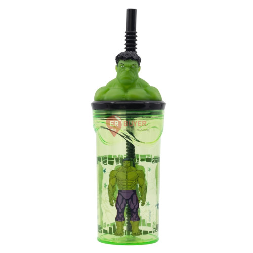 Стакан для дітей з трубочкою 360 мл Stor Avengers Hulk (74867)